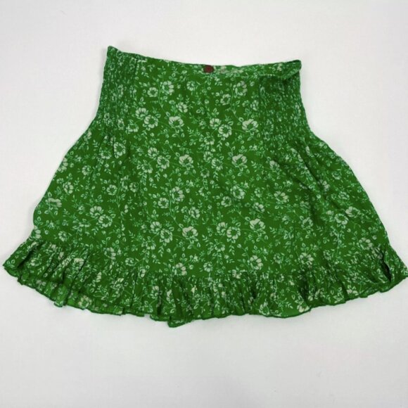 Free People Suri Convertible Skirt FP One Green Floral Print Smocked Tie - Picture 5 of 8